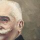 Old acrylic portrait on canvas country decoration