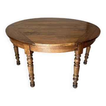 Table console demi-lune Louis-Philippe XIXe en noyer massif – 6 personnes
