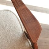 Vintage Lounge Chair Grey White Bouclè, Scandinavian Design