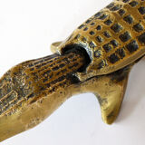 Crocodile ashtray with brass lid