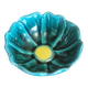 Coupelle barbotine vintage Fleur verte Coeur Jaune