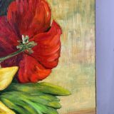 Large Table Bouquet of Flowers, Oil on Canvas, Signed Francine Dubo