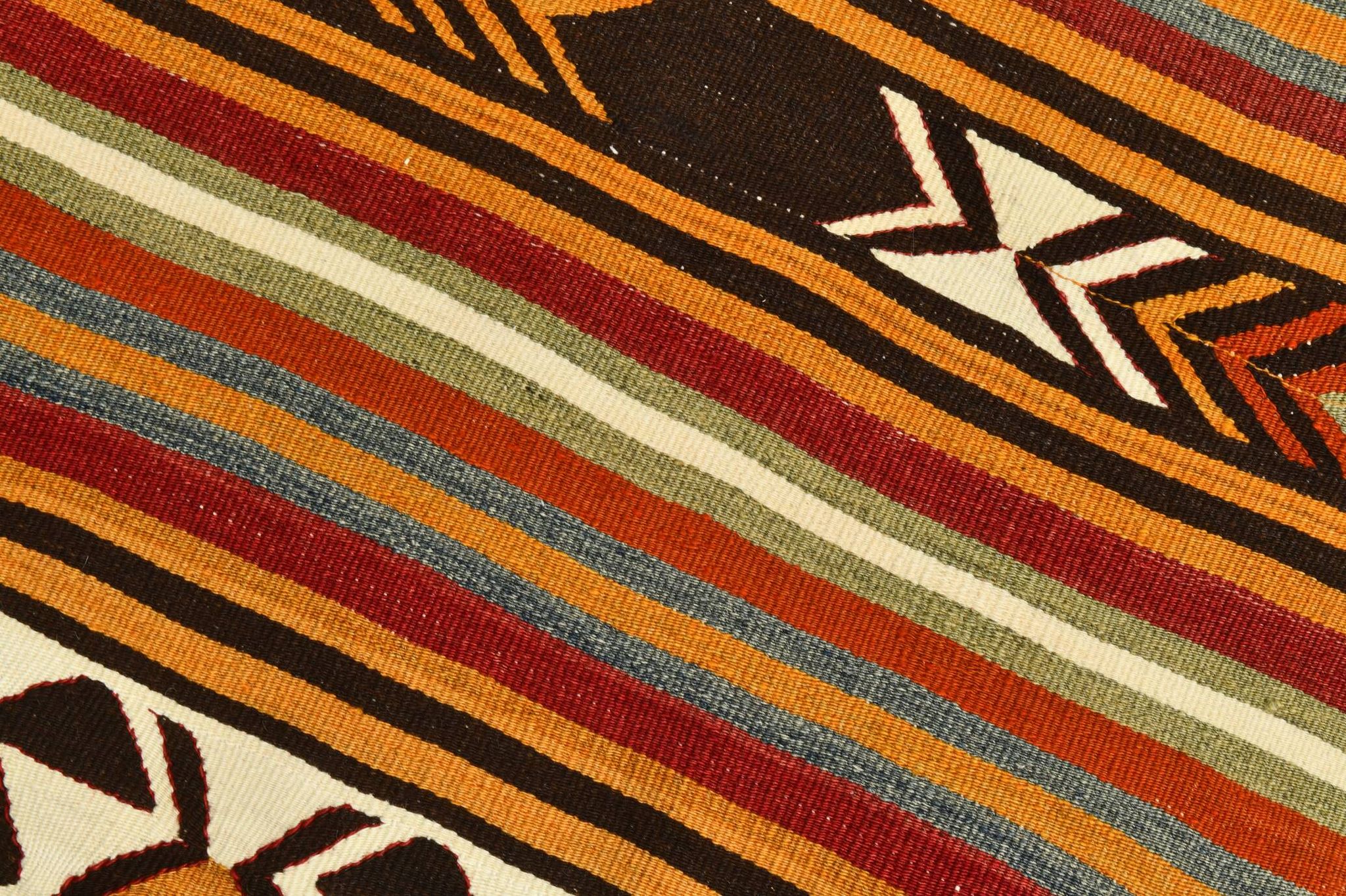 5x9 Striped Anatolian Kilim Rug, Turkish Kilim Rug, 148x264Cm