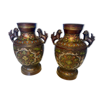 Pair of bronze vases