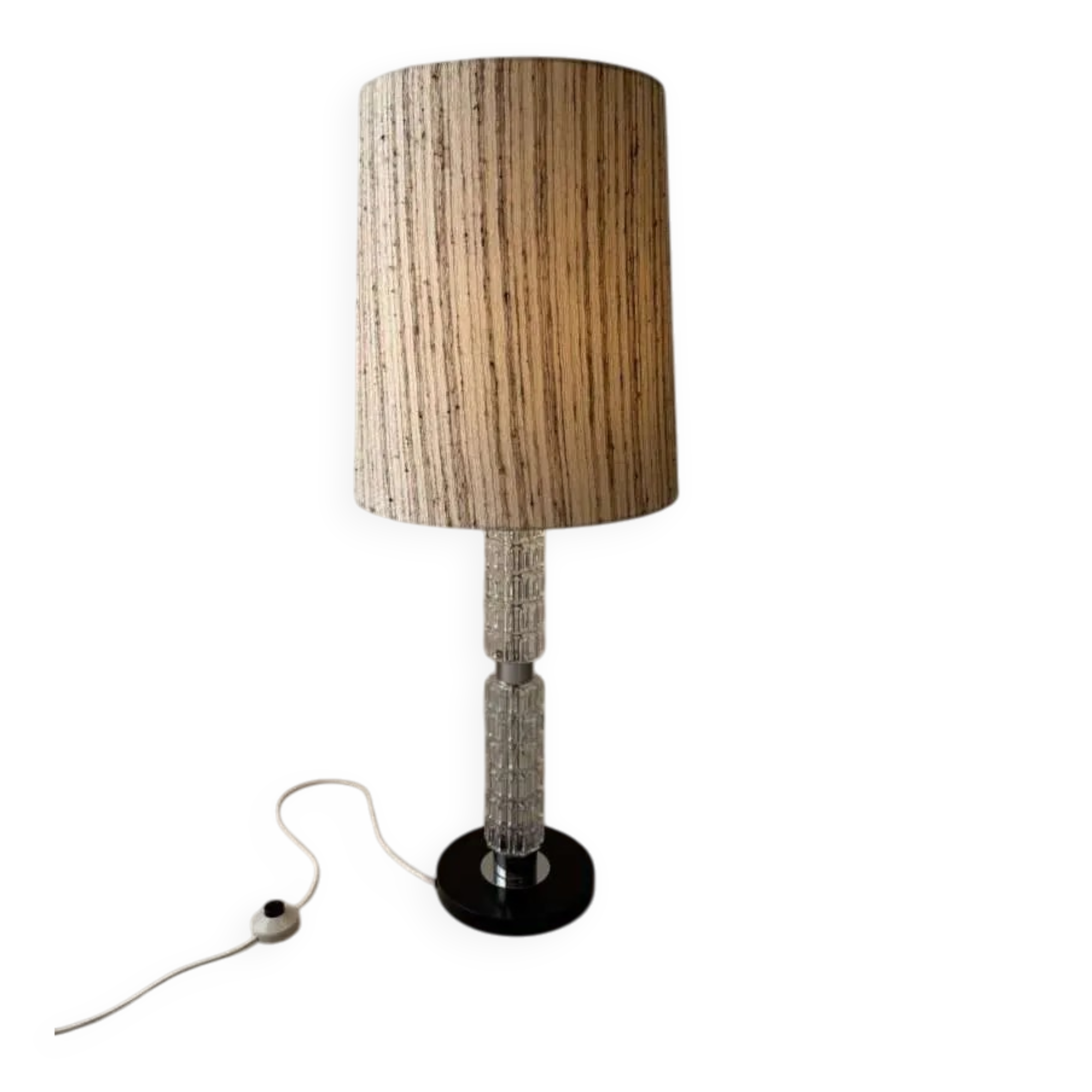 Vintage floor lamp by Richard Essig, glass and chrome, 1960s.