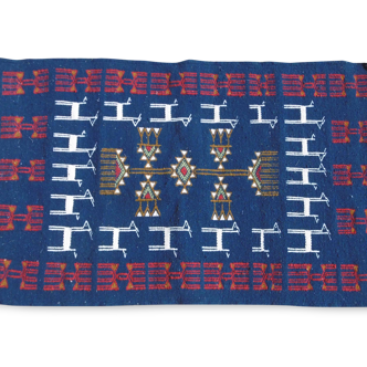 Tapis kilim berbère bleu, 100x60