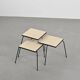 Set of 3 nesting tables in black lacquered metal, circa 1960