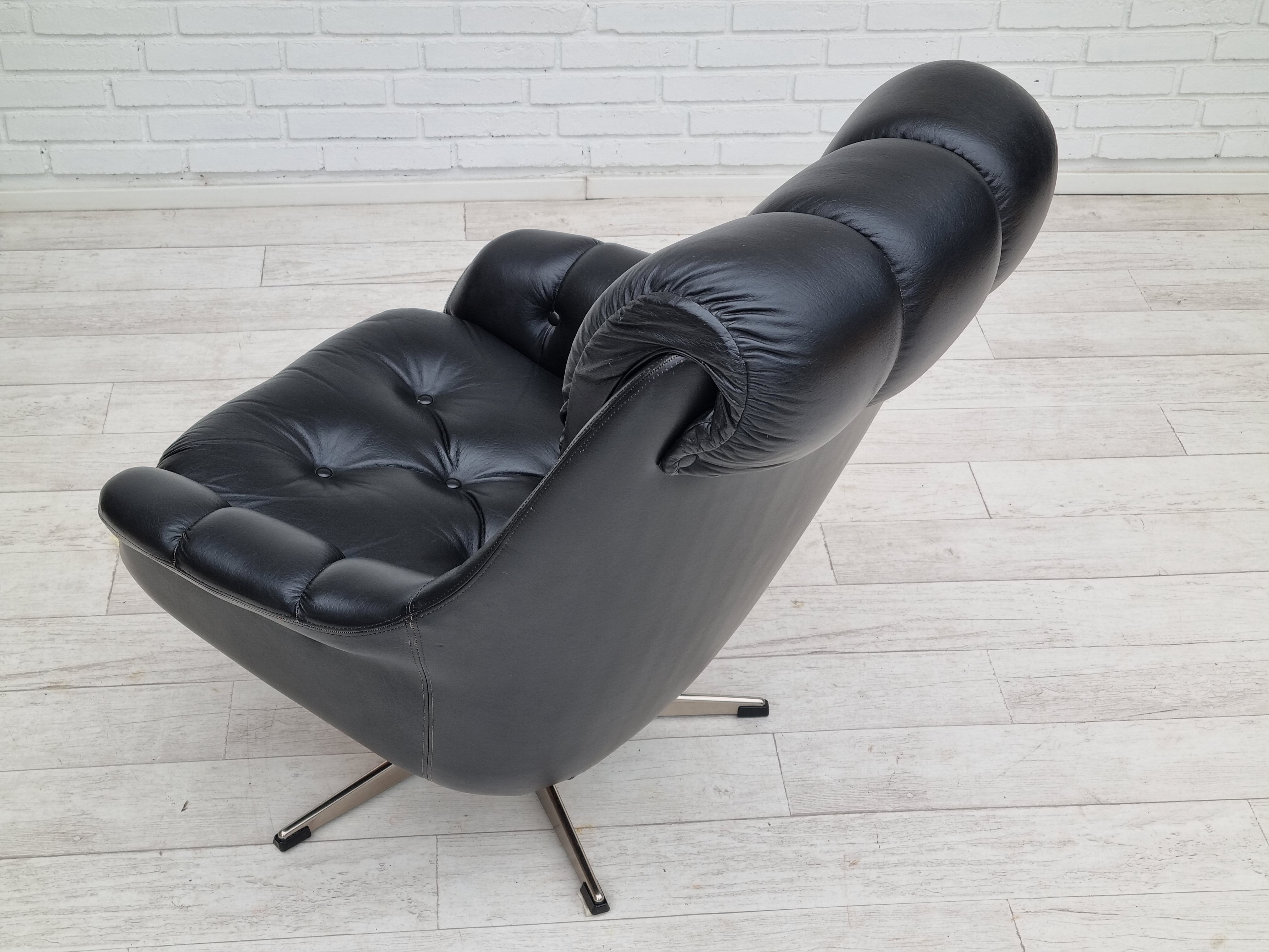 Fauteuil en cuir pivotant danois vintage