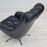 Fauteuil en cuir pivotant danois vintage