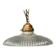 Glass holophane hangingor pendant lamp with brass gallery