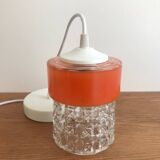 Vintage Glass Globe Pendant 70' Orange Band Electrical System New