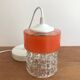 Vintage Glass Globe Pendant 70' Orange Band Electrical System New
