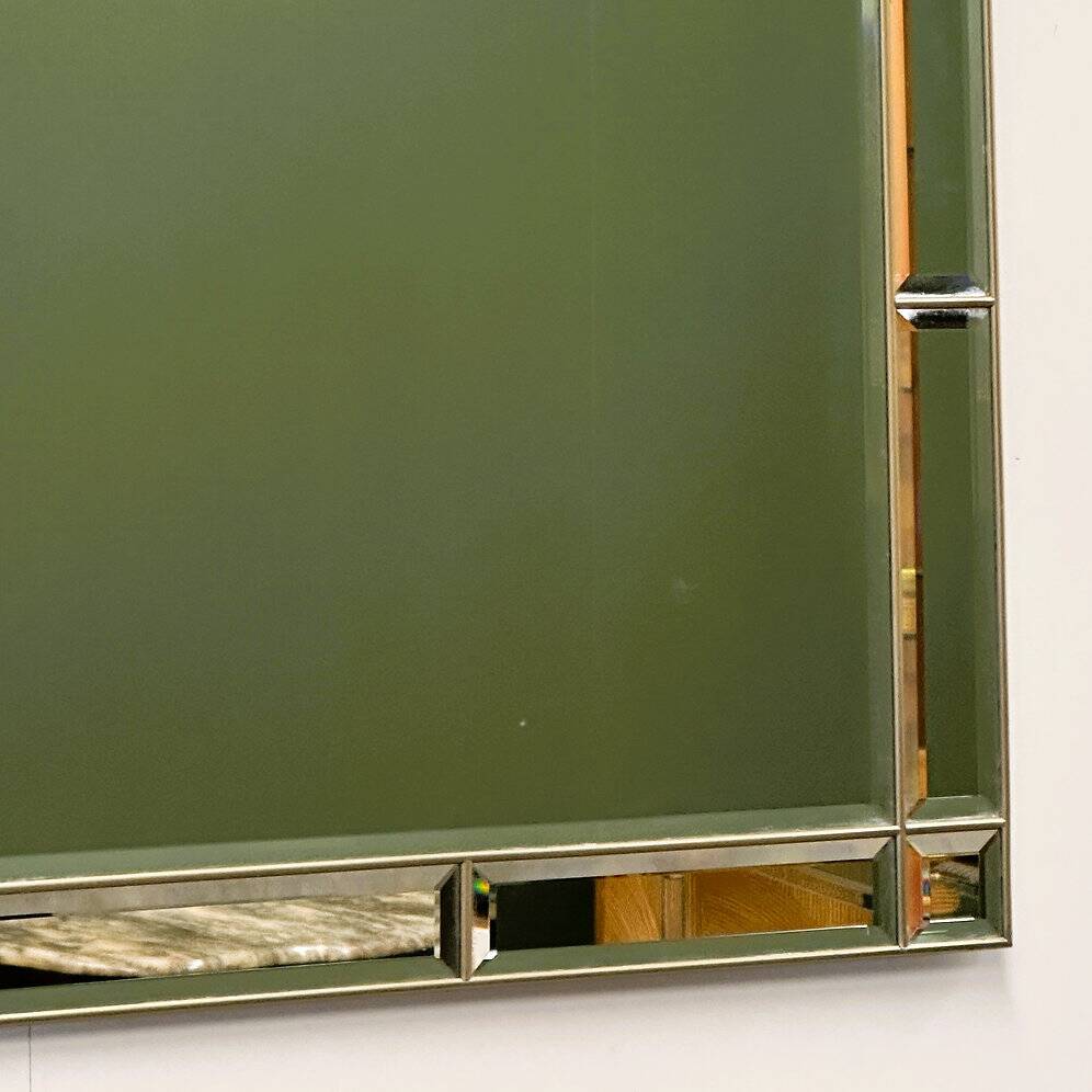 Miroir mural octogonal en laiton et miroir des années 1980 – style hollywood regency italien