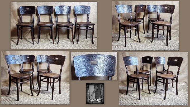 Set 4 Thonet chairs with the coat of arms of Colmar around 1900