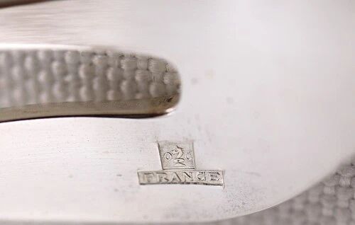 Christofle Pompadour, 12 oyster forks, silver-plated, perfect condition.