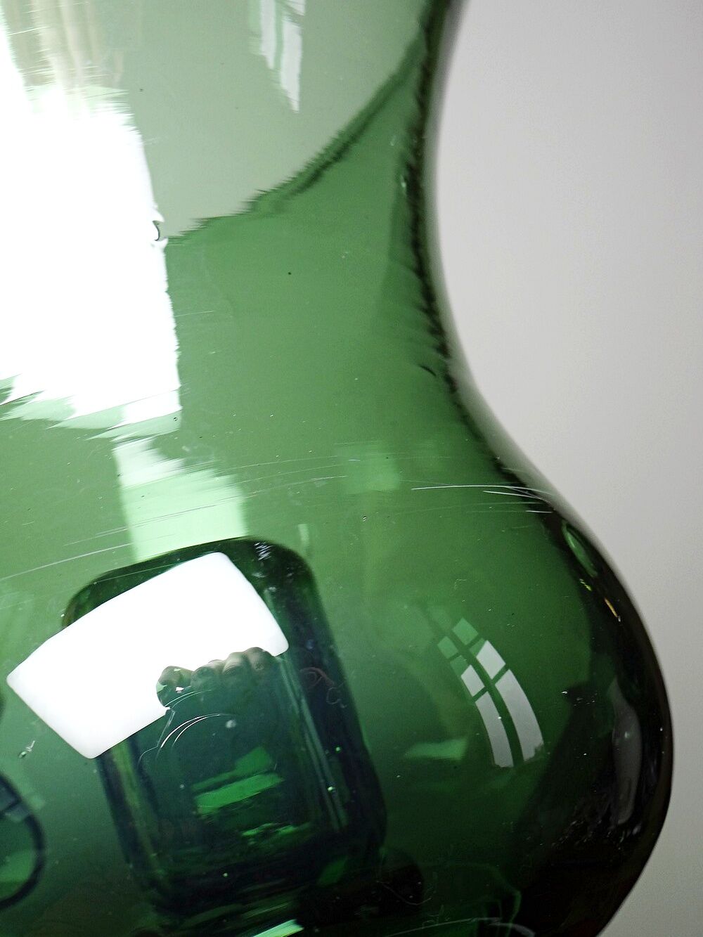 Large vintage green blown glass lantern, 1960s-70s.