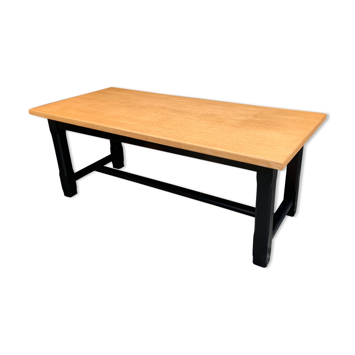 Table de ferme en chêne massif et pieds noirs mats