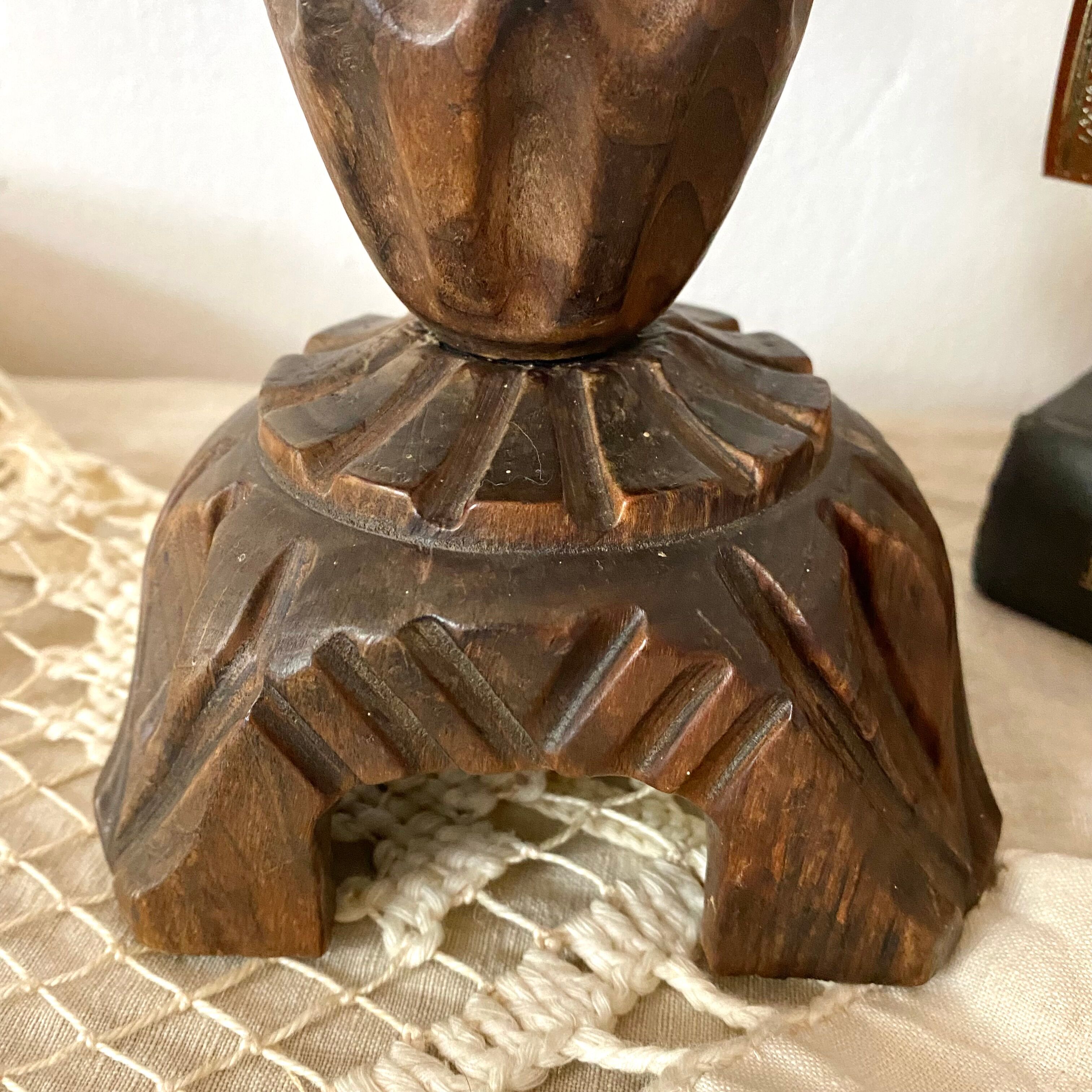 Vintage wooden and wrought iron chandelier