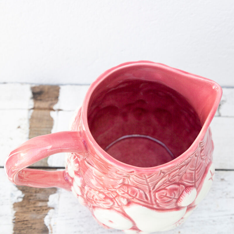 pitcher decanter slurry pink and white fruit decoration