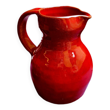 Max Idlas, large burgundy ceramic pitcher, France, 1960s