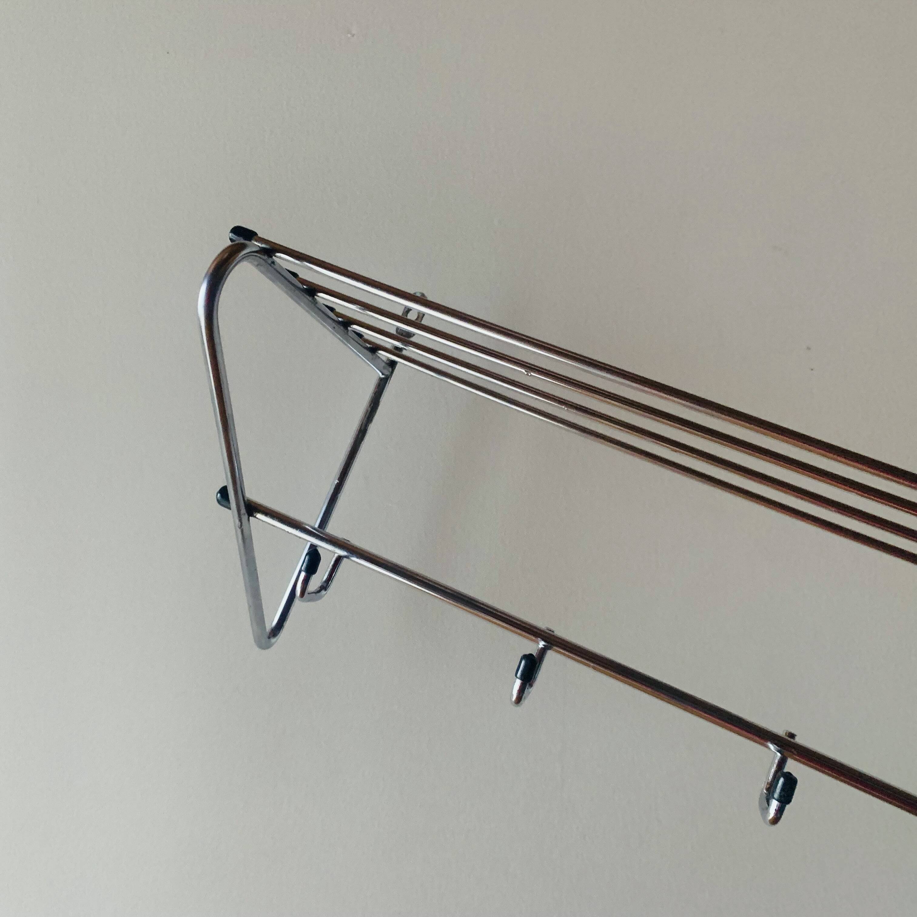 Vintage steel wall coat rack - 6 hooks