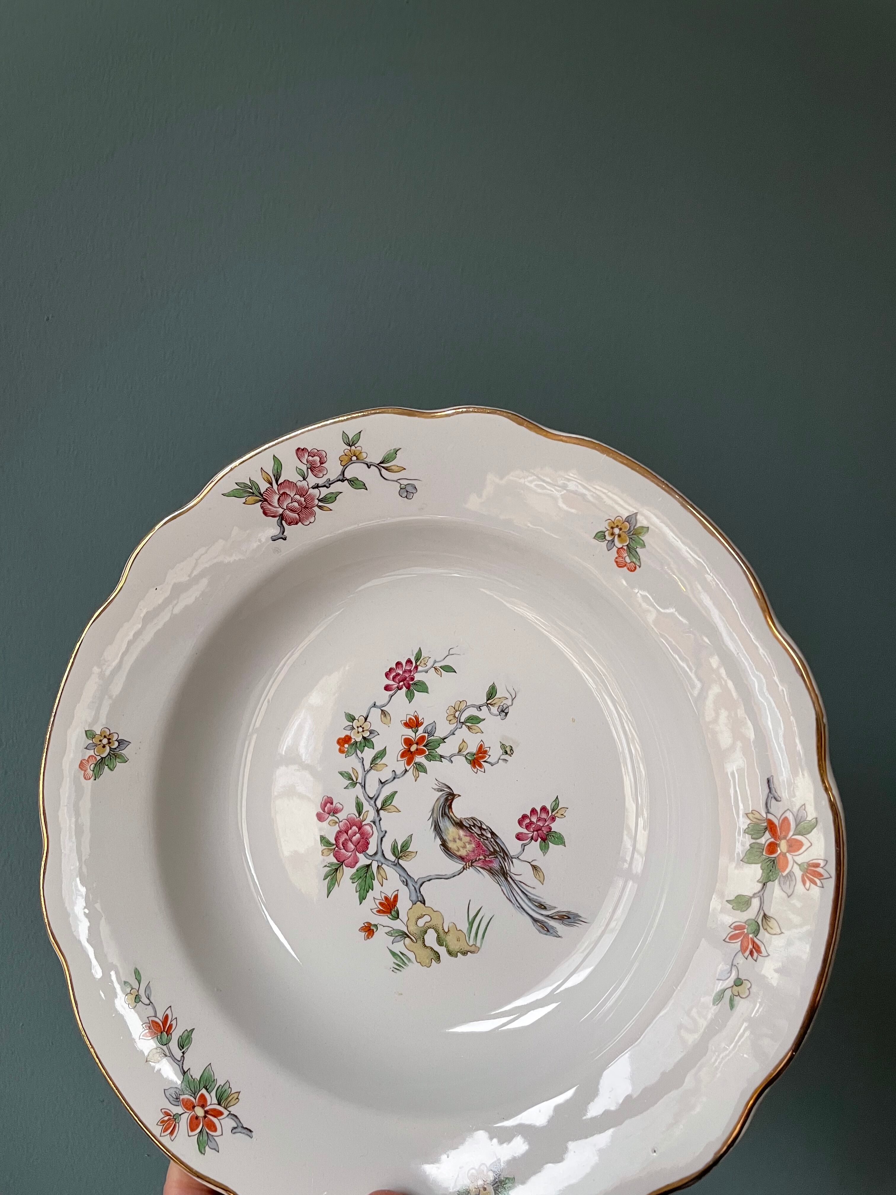Set of 6 hollow plates Digoin Sarreguemines, Condé model