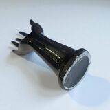 Main baguier soliflore en porcelaine noire vintage 1970 - vase