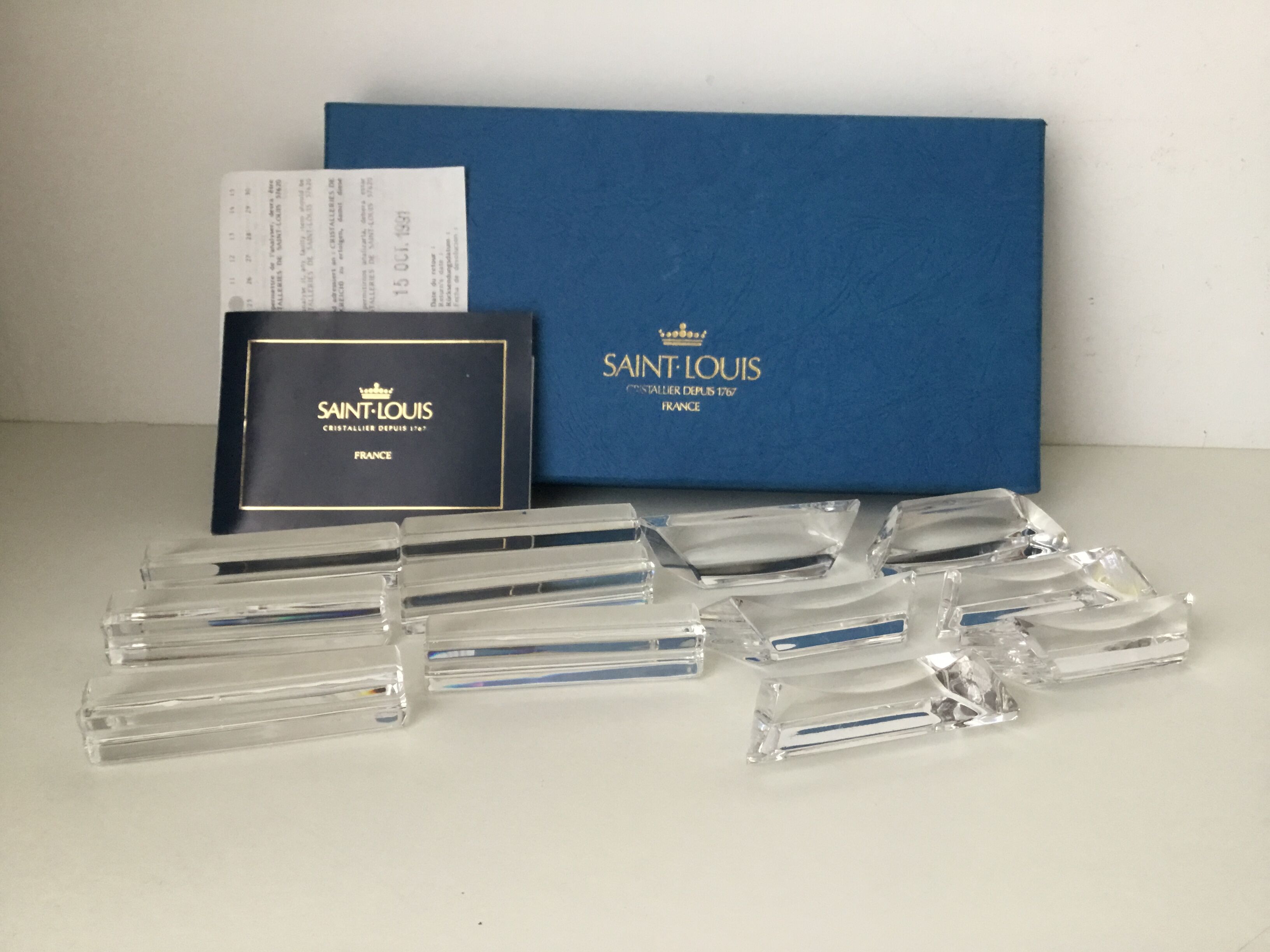 Box of 12 crystal st louis knife holders