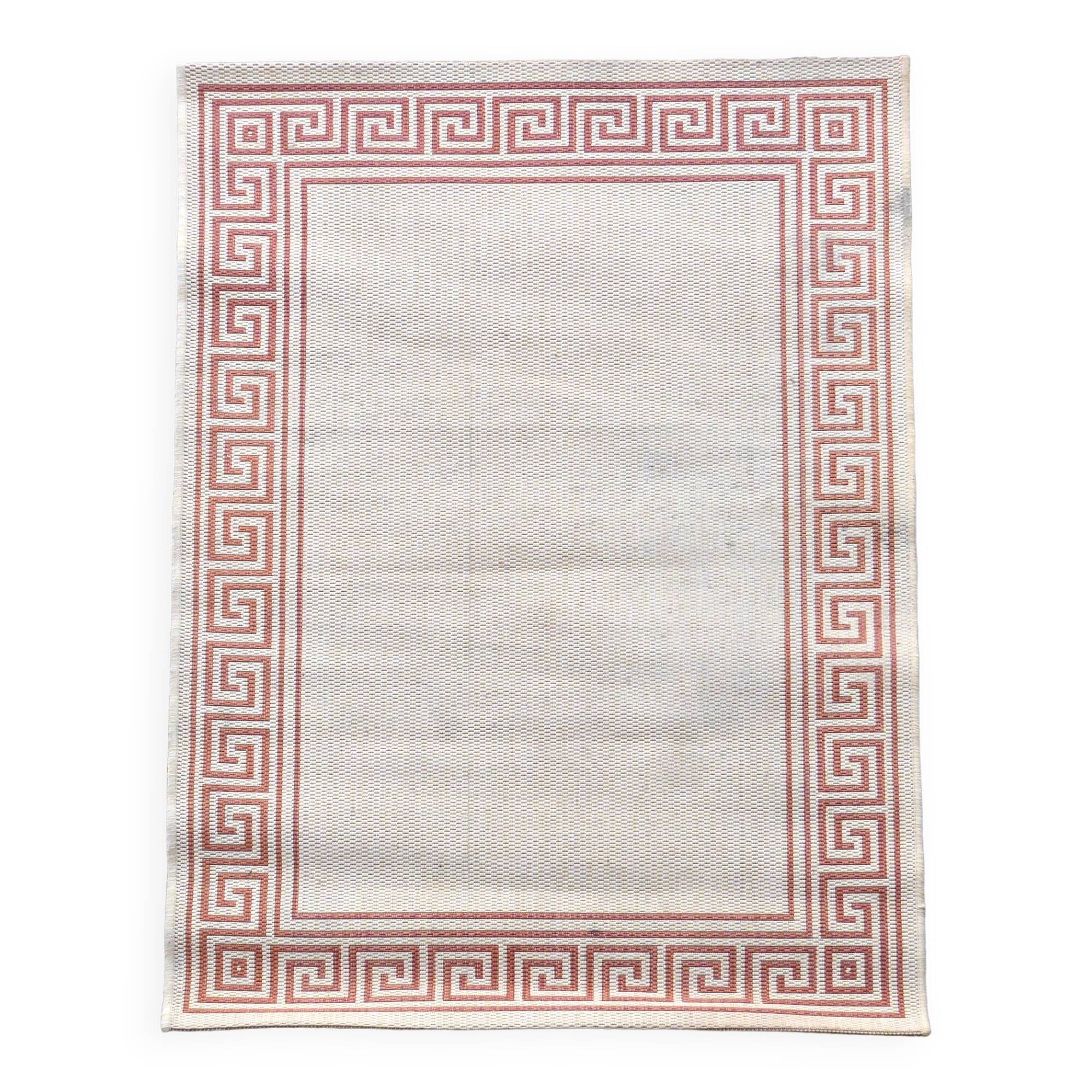 Beige jute and terracotta rug - 168x118cm