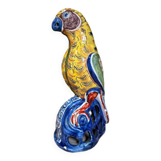 Delft pak earthenware parrot