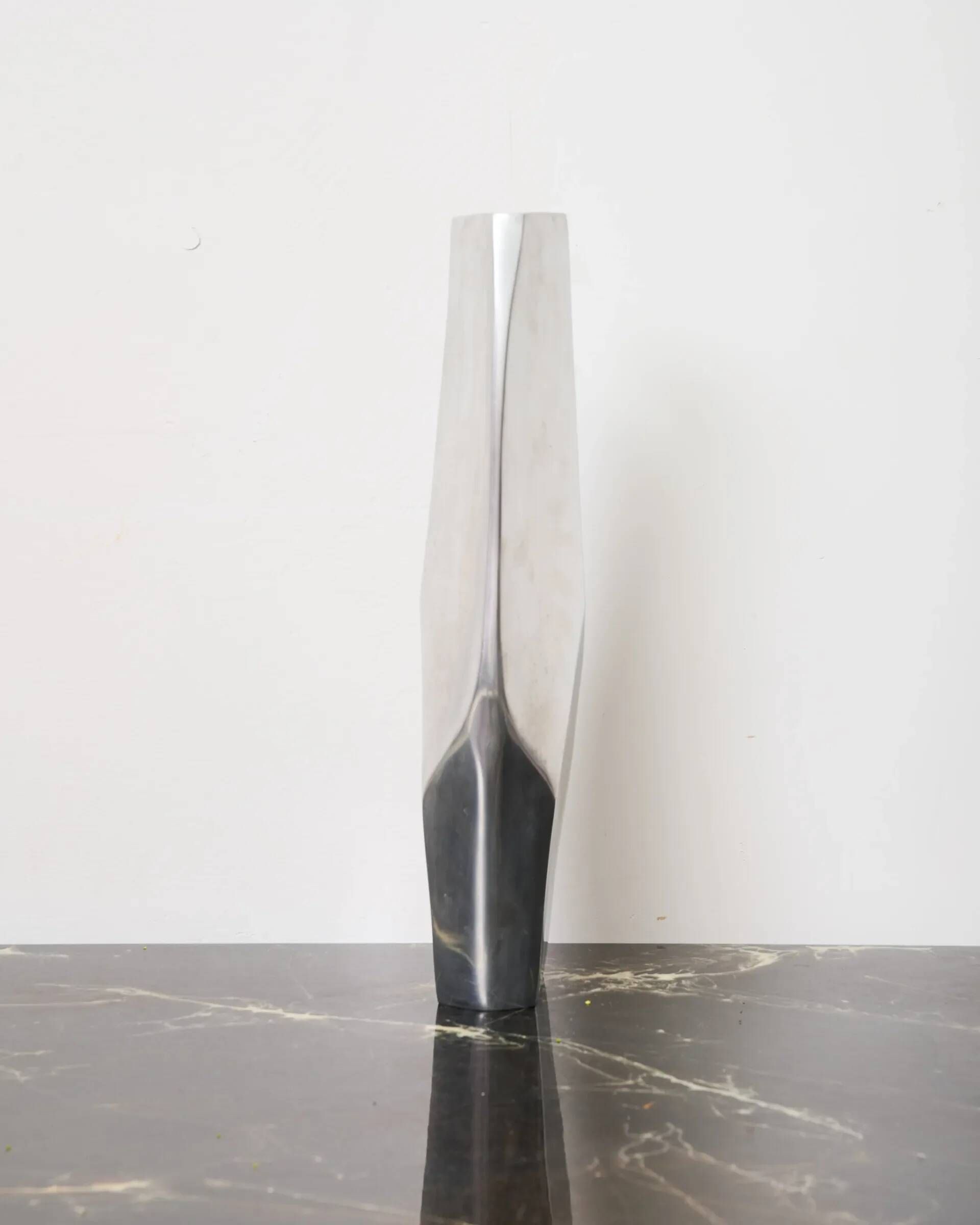 XXL "Facettes" vase in aluminium cast, 1970s