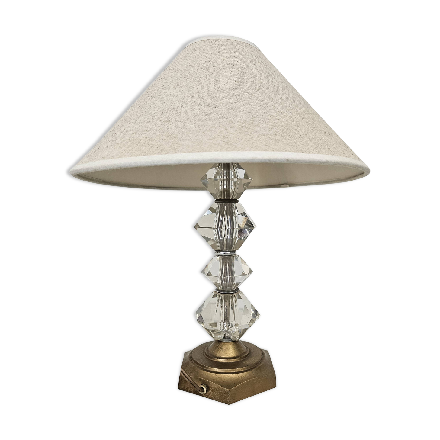 Art Deco Table Lamp - Brass Base Glass