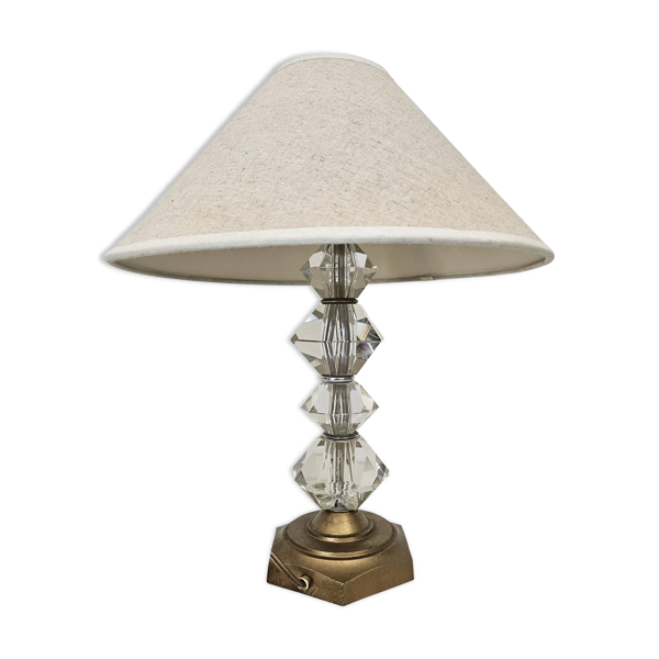 Lampe à poser Style Art déco - Pied laiton verre