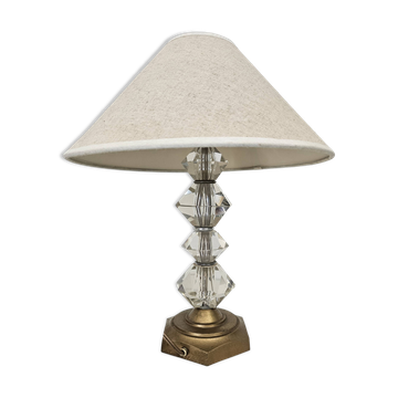 Art Deco Table Lamp - Brass Base Glass