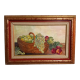 Oil on canvas-still life fruit basket