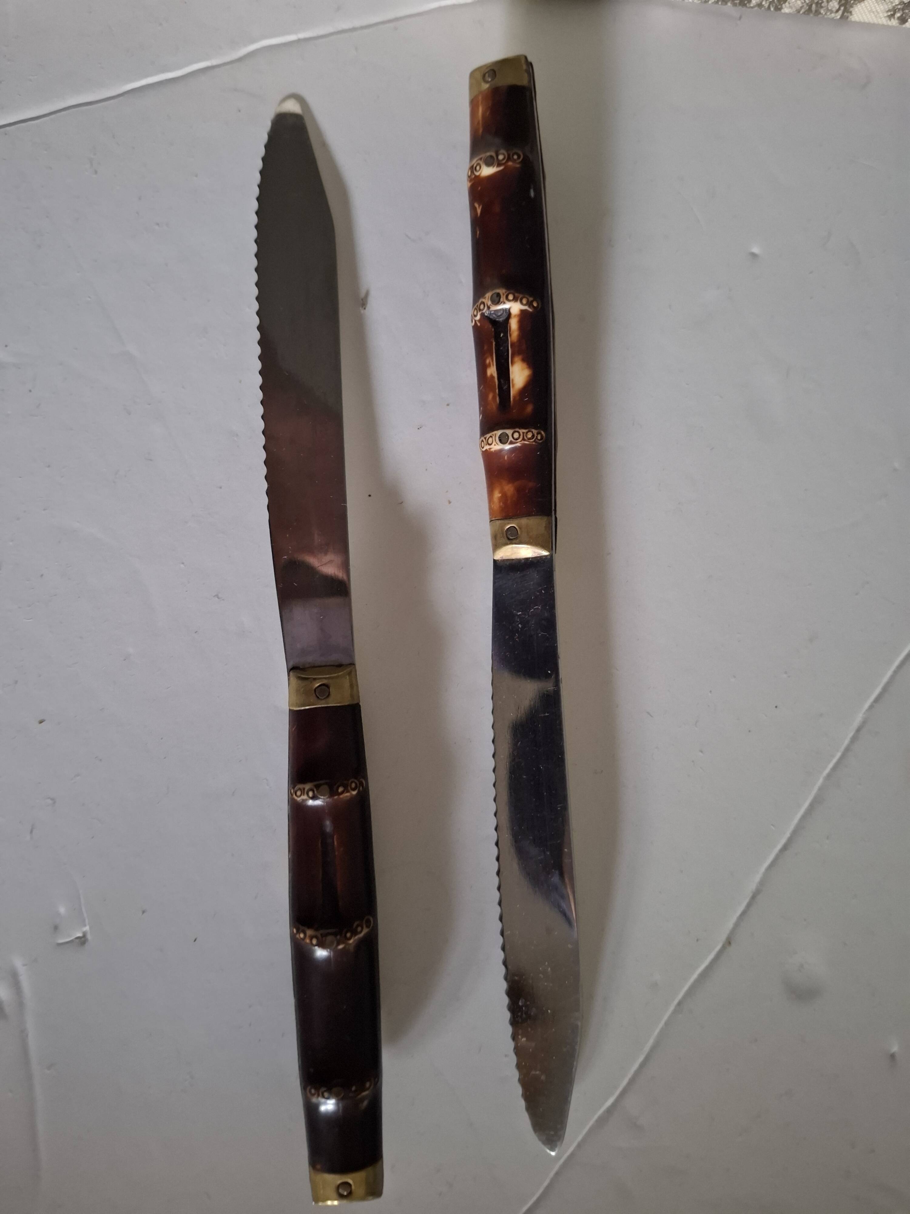 Vintage Bamboo Style Table Knives (2×6)