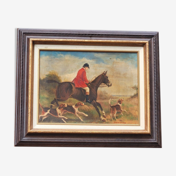 Oil painting signed Nubet "The Hunt"