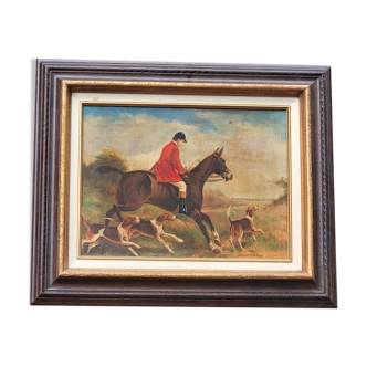 Oil painting signed Nubet "The Hunt"