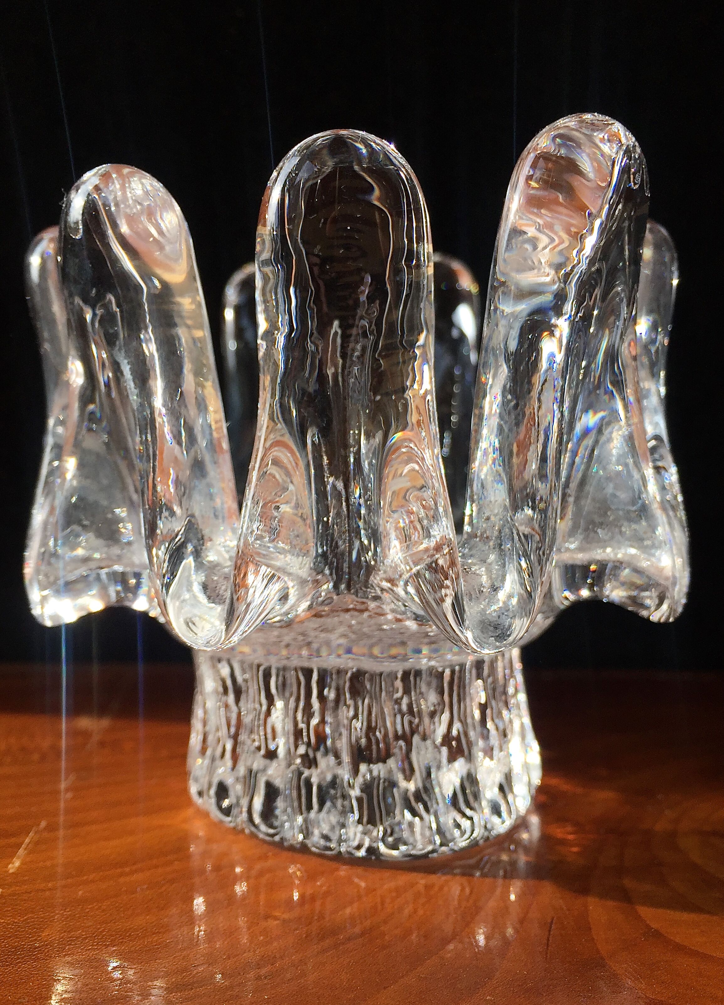 Swedish Crystal Glass Candelholder Kosta Boda Goran Warff Sunflower Scandinavian Design Glass