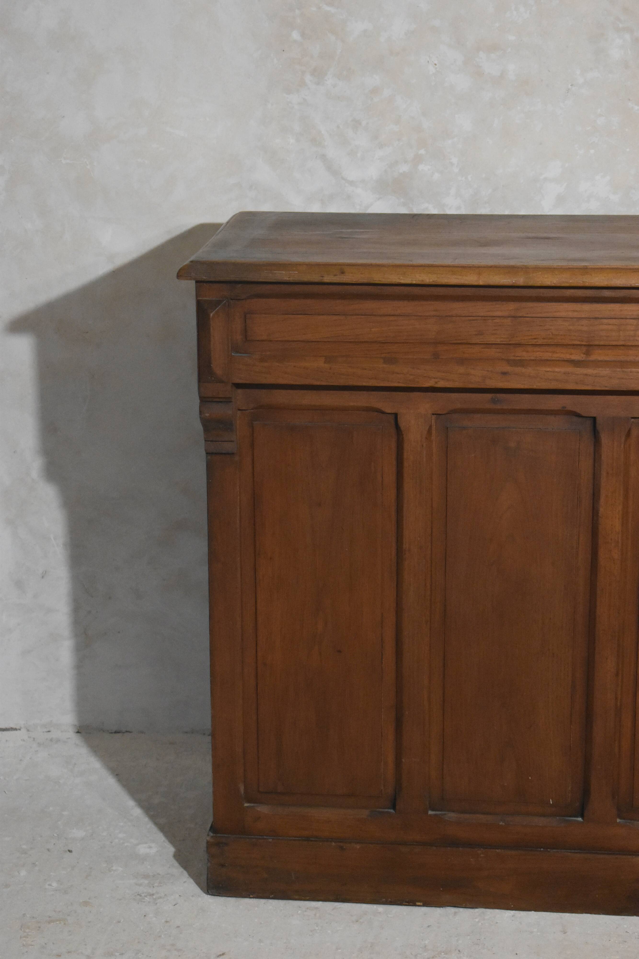 Old solid oak counter shop checkout