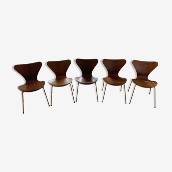 5 chaises papillon Modèle 3107 Arne Jacobsen