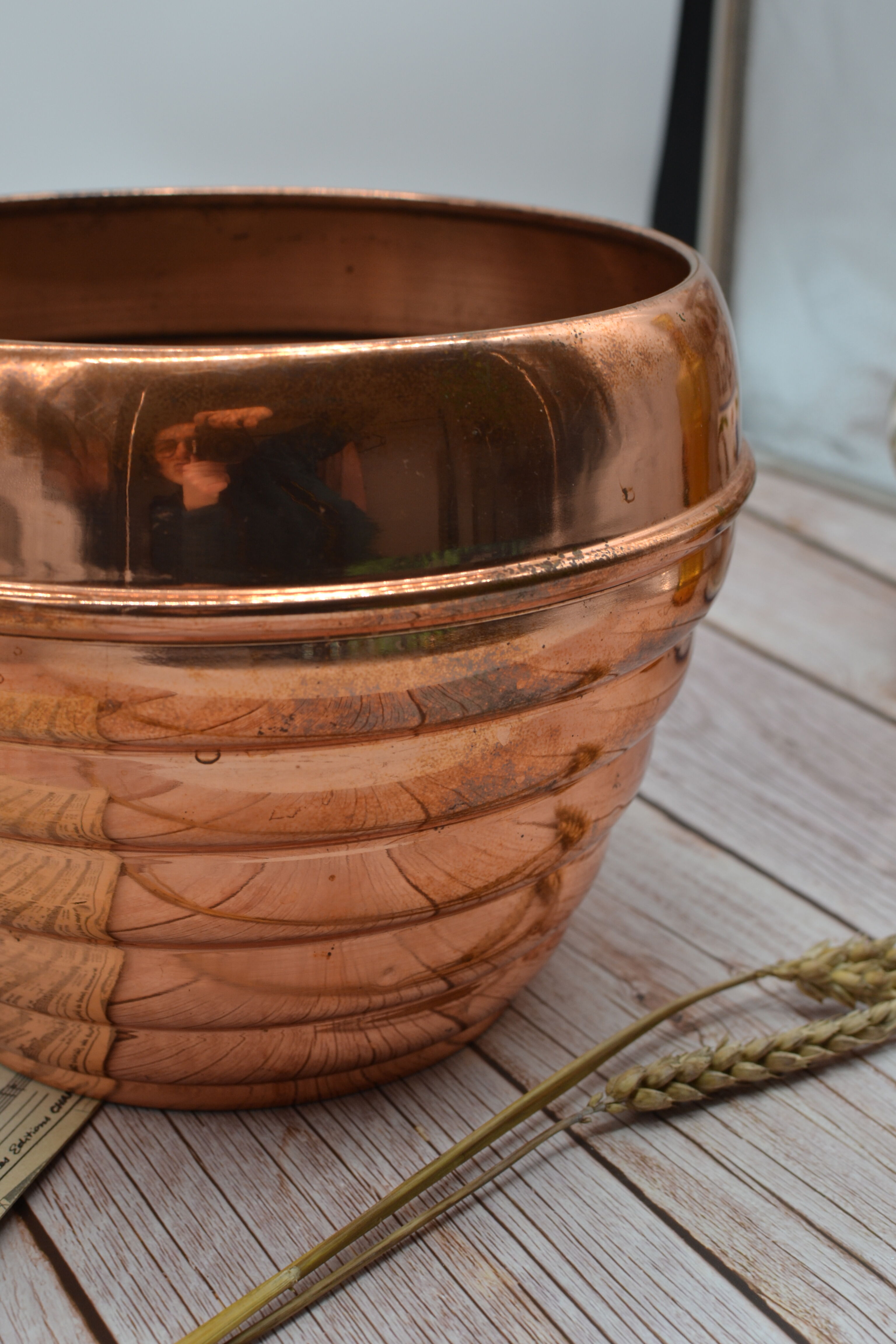 Old copper pot cover