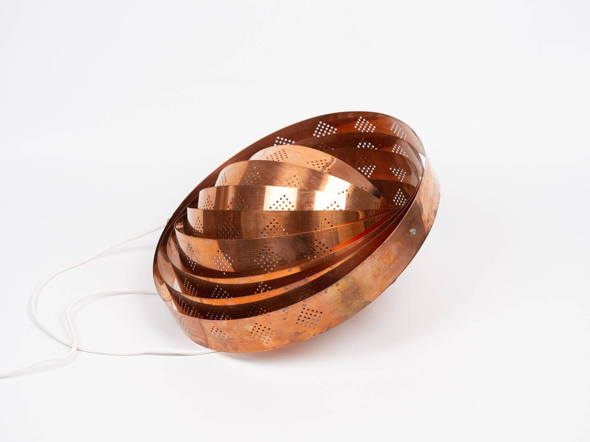 Vintage Moon Pendant Lamp by Werner Schou, Copper Scandinavian Design, Mid