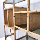 Bamboo Bookcase with Smoked Glass Shelves by Vivai del Sud, Italy