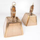 Pair of vintage suspensions in wood, brass and cannage under altuglass