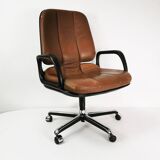 Leather desk chair, Vitra, designed by Wolfgang Mueller, 1970s.