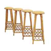 4 vintage rattan bar stools