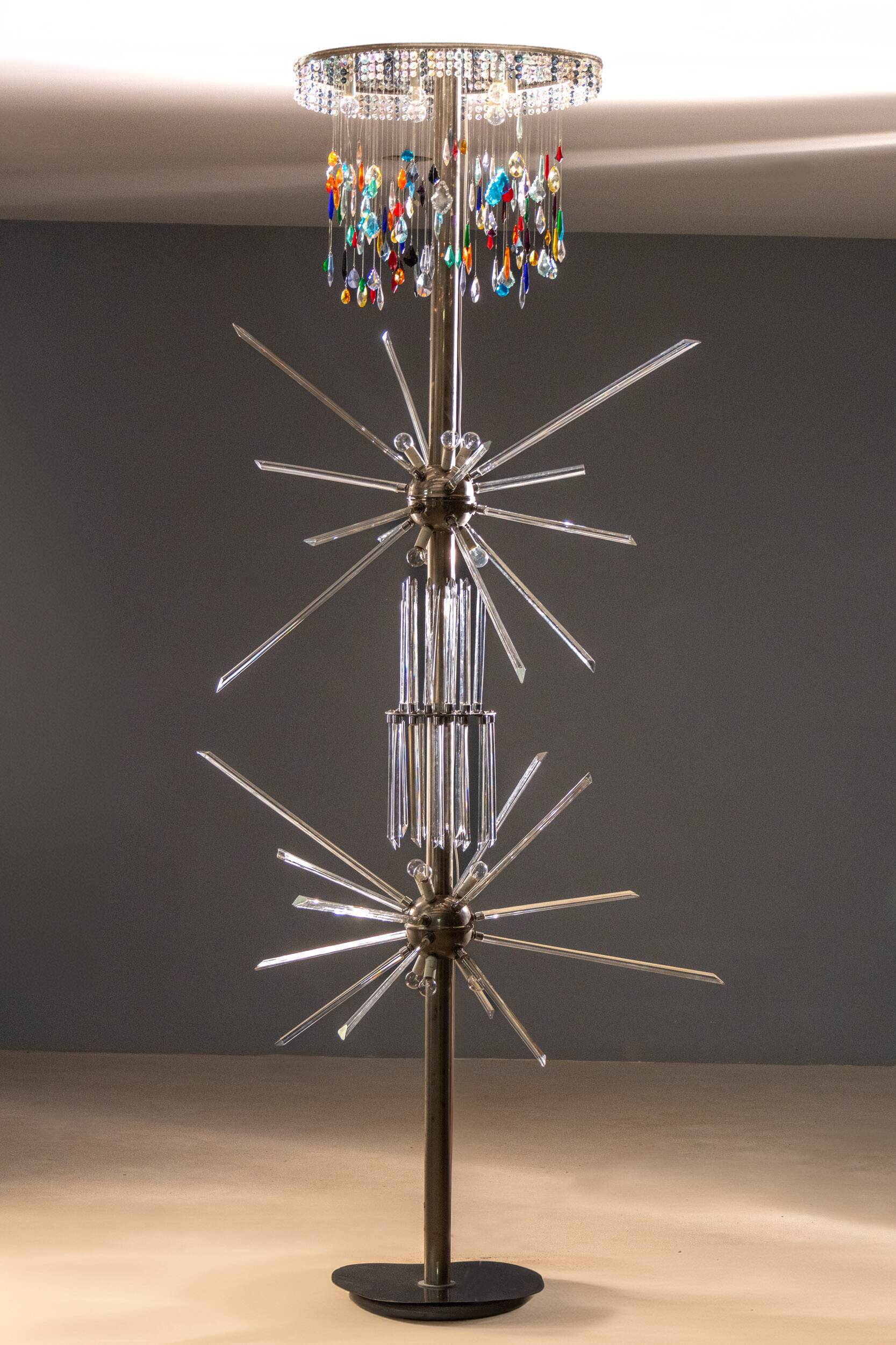 Floor Lamp by René Roubíček, Nový Bor, Glass & Metal, 1960s