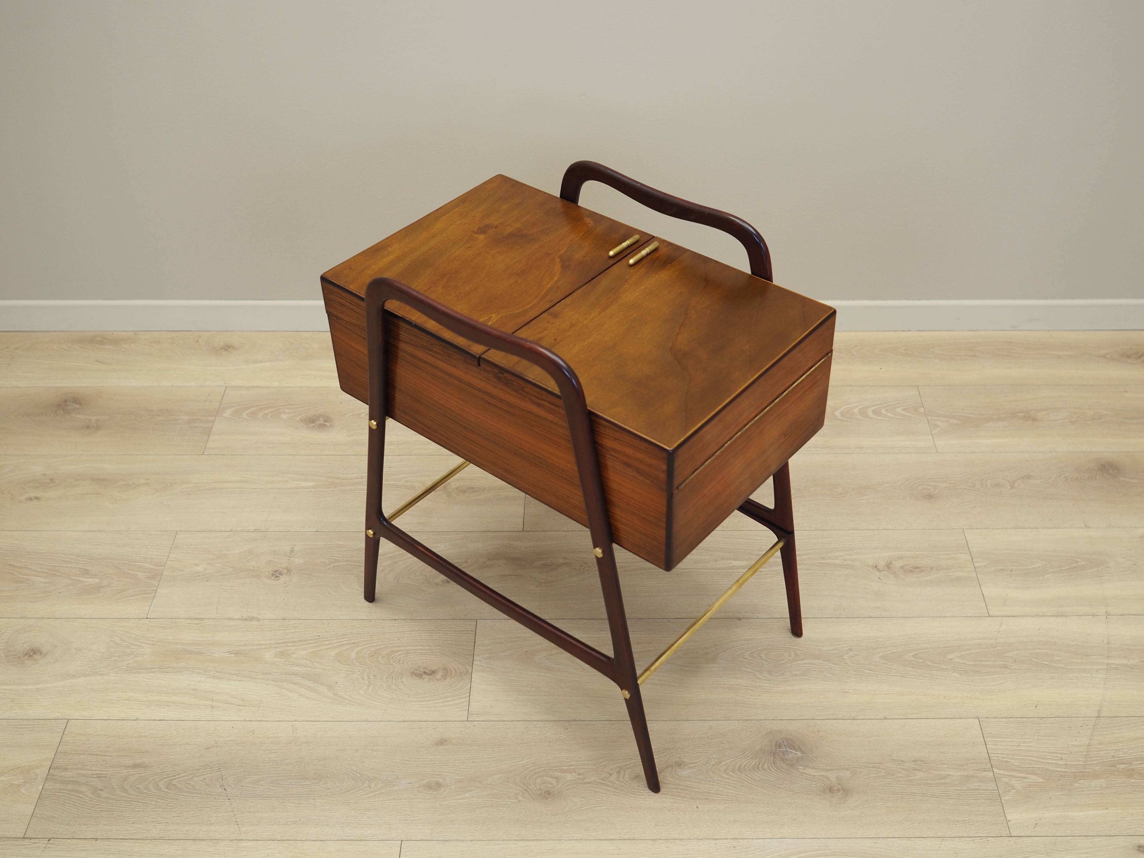 Walnut sewing table, Italian design, 1970s, production: Italy