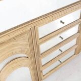 Enfilade « palmiers » en rotin et miroirs